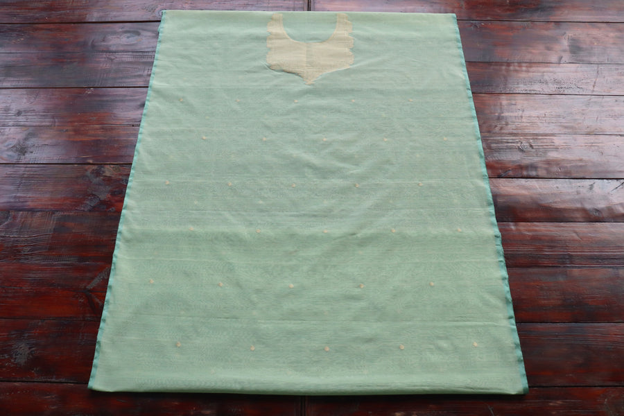 Light Green Zari Yoke Silk Handloom Banarasi Suit Set