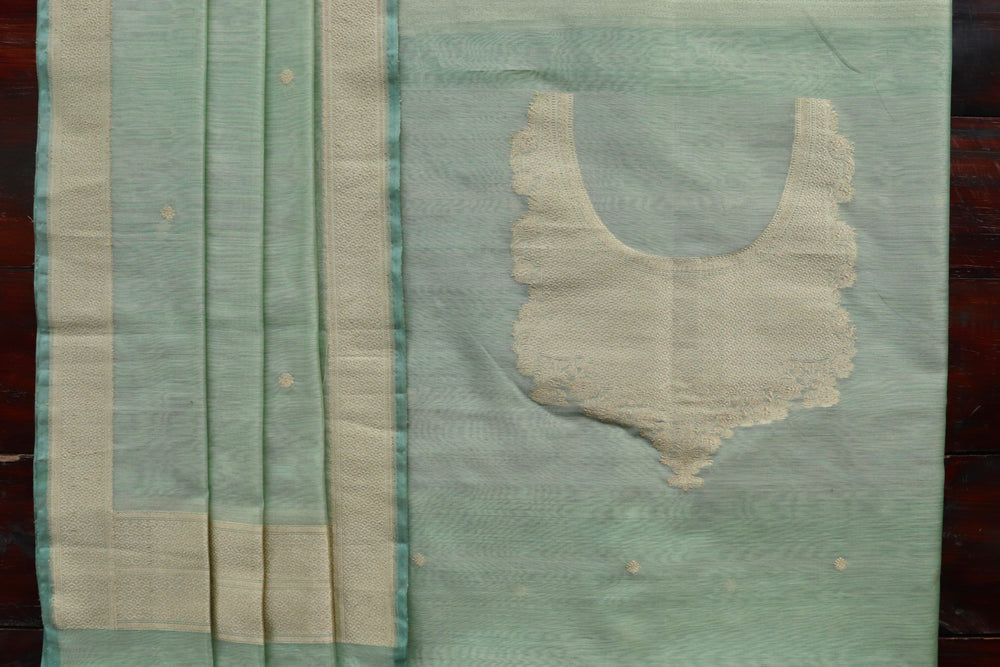 Light Green handloom Banarsi suit set in silk