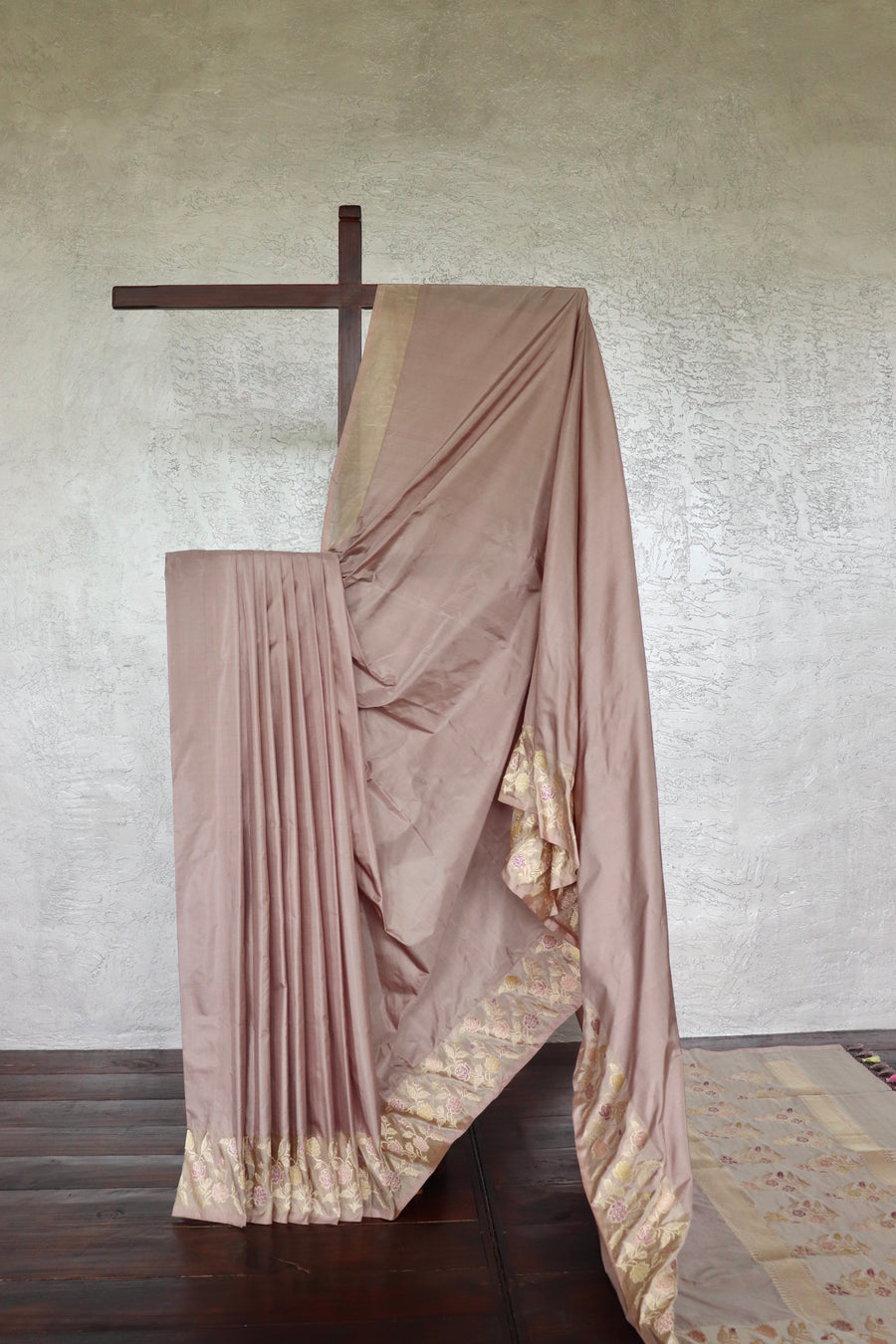 Grey Kadhua Pure Katan Silk Handloom Banarsi Saree
