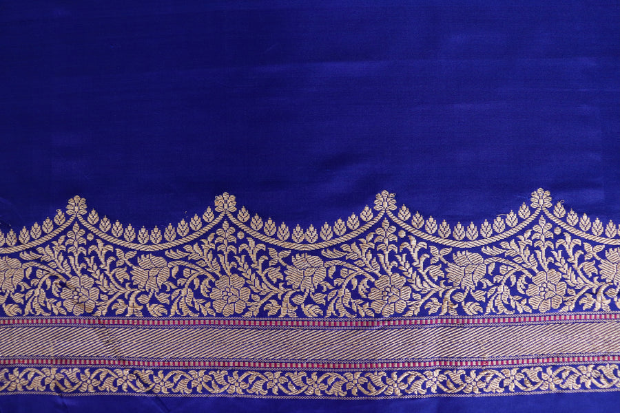 Cobalt Butterfly Buti Banarasi Katan Silk Handwoven Saree