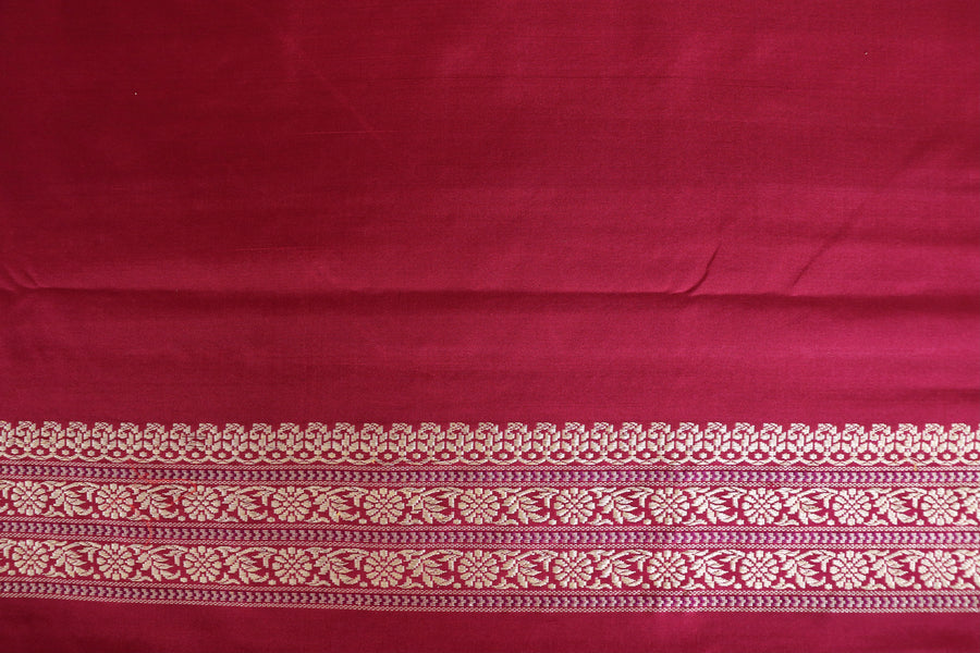 Crimson Peacock Motif Silk Banarasi Saree | Stuti Weaves