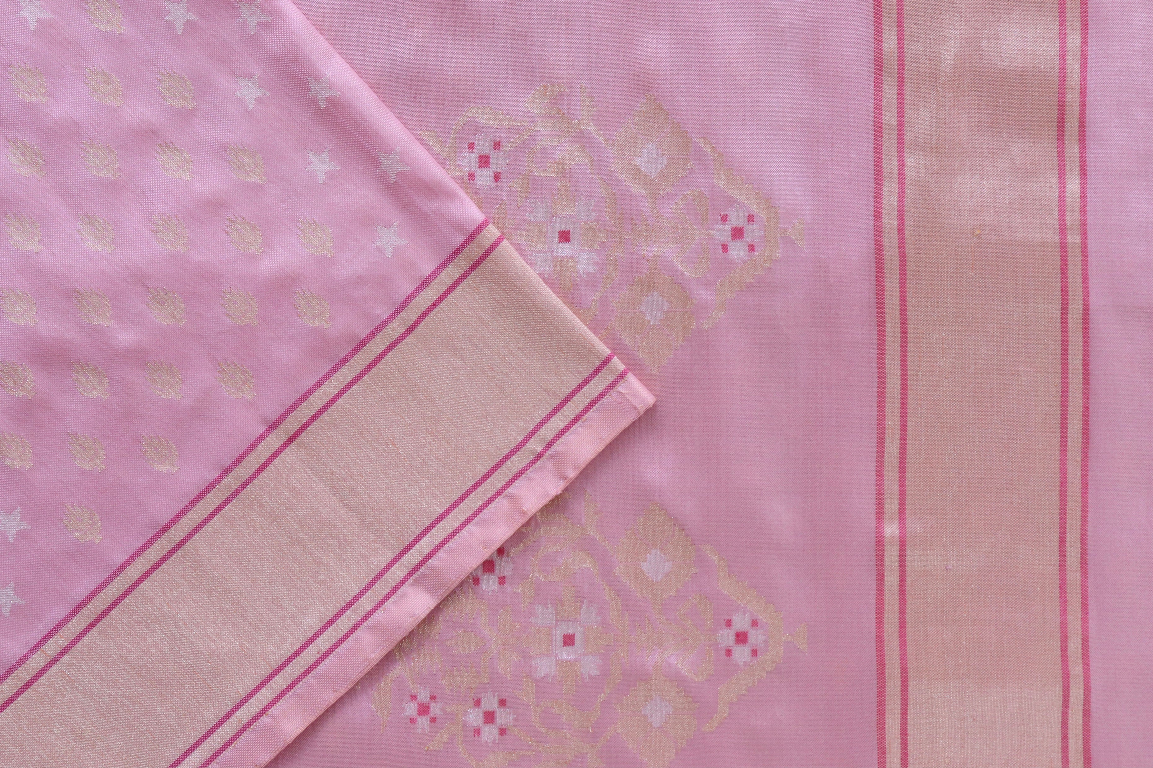 Rose Pink Pure Zari Silk Handwoven Banarasi Saree