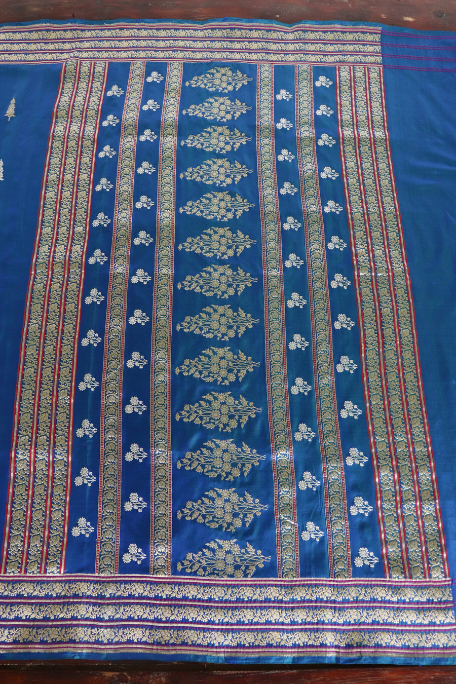 Royal Blue Cypress Buti Motif Pure Silk Handloom Banarasi Saree
