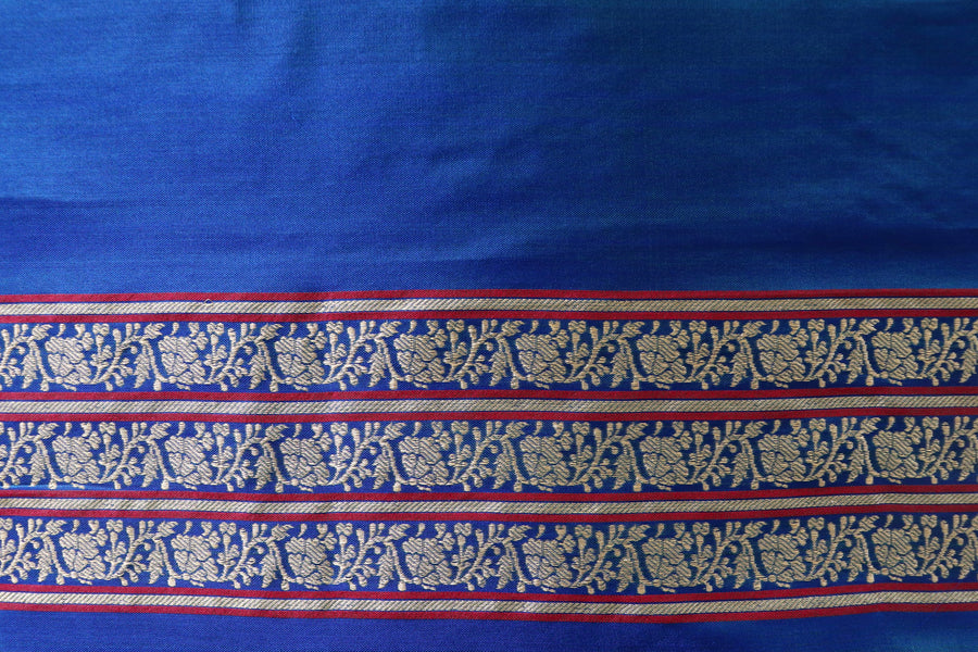 Royal Blue Cypress Buti Motif Pure Silk Handloom Banarasi Saree