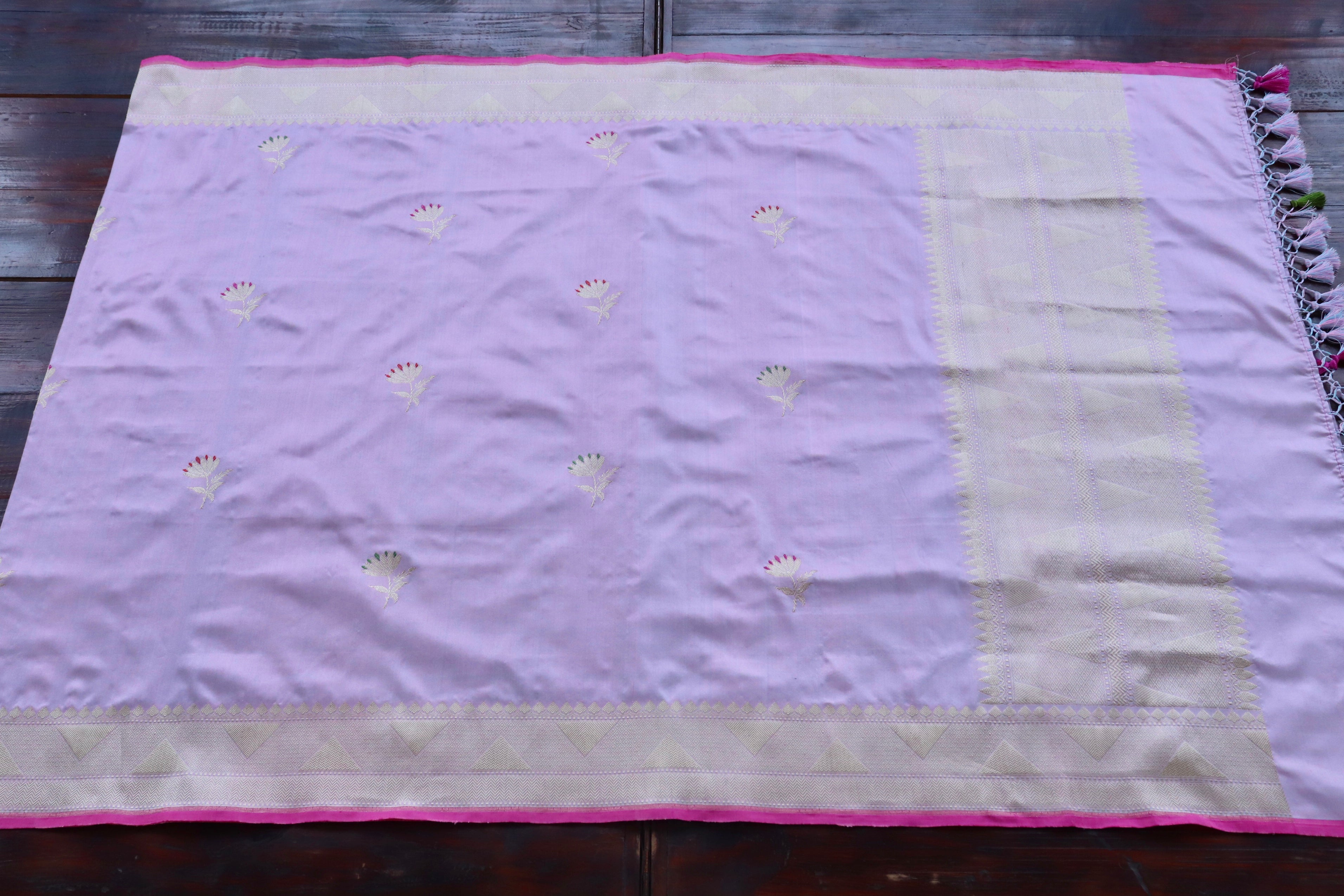 Lavender Meenadar Handloom Pure Silk Dupatta