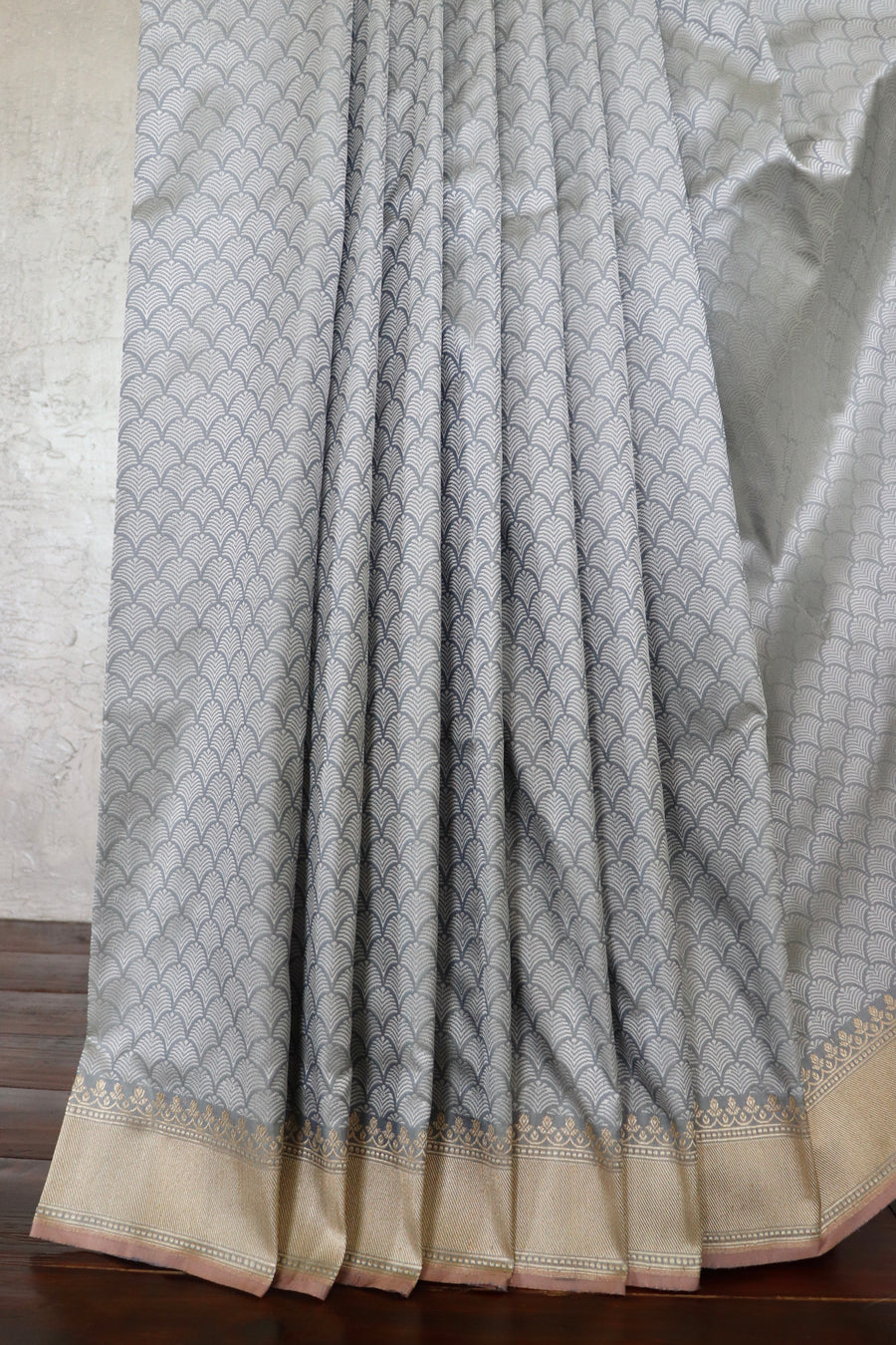 Grey Tanchoi Pure Silk Banarasi Saree | Stuti Weaves