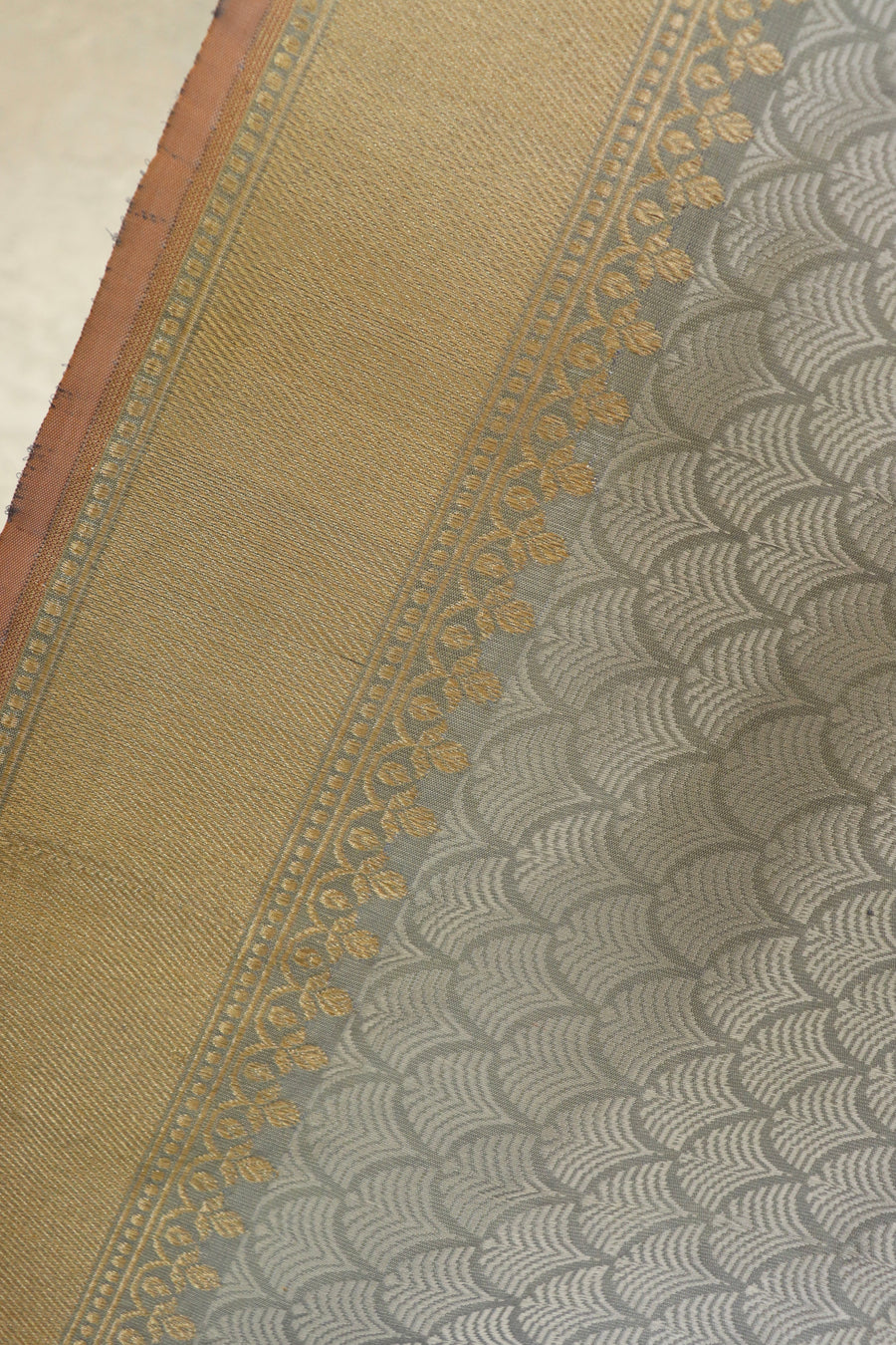 Grey Tanchoi Pure Silk Banarasi Saree | Stuti Weaves