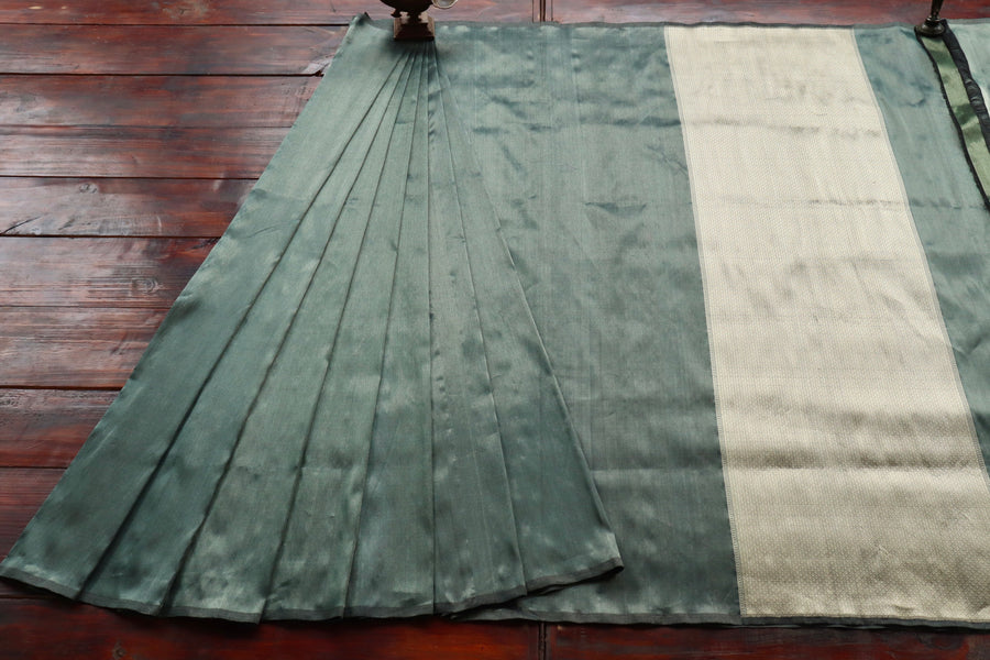 Deep Green Tissue Silk Banarasi Handwoven Saree