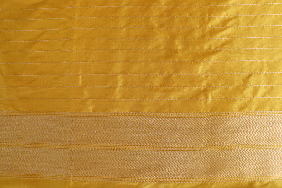 Yellow Floral Chinar Jangla Pure Silk Handloom Banarasi Saree