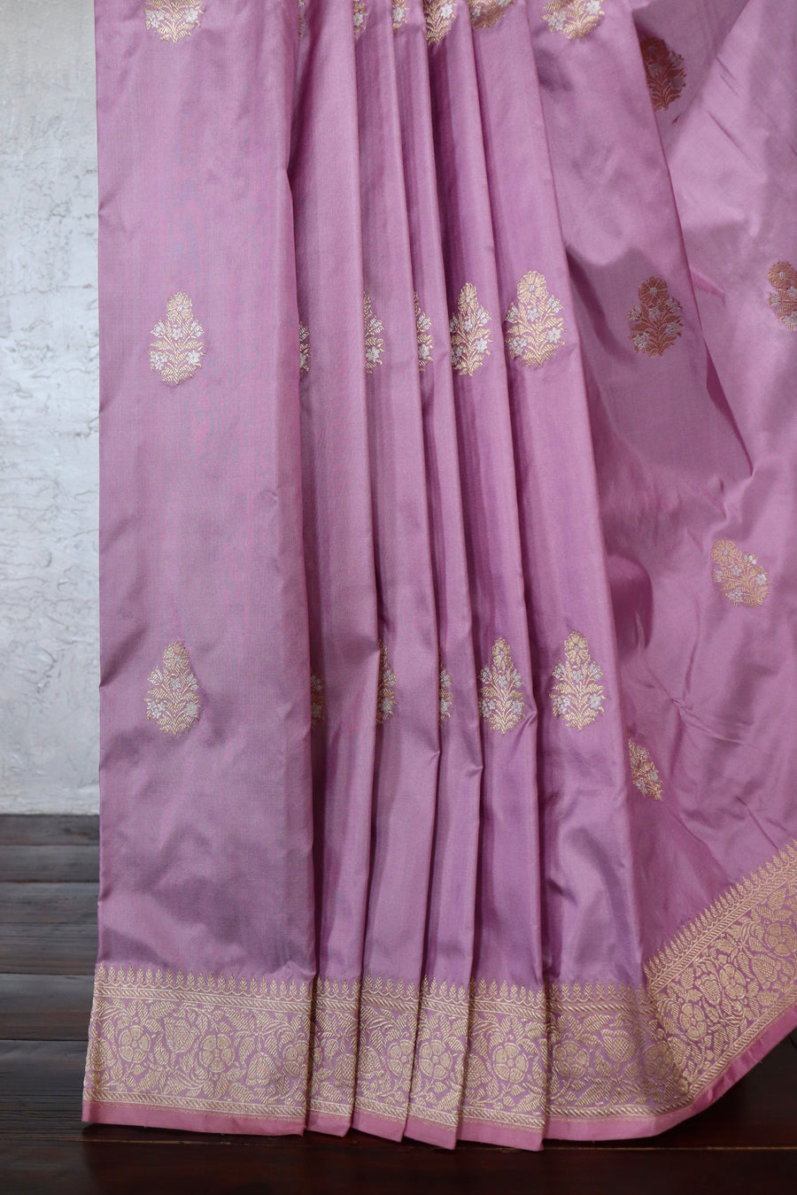 Lilac Alfi Pure Silk Handloom Banarasi Saree
