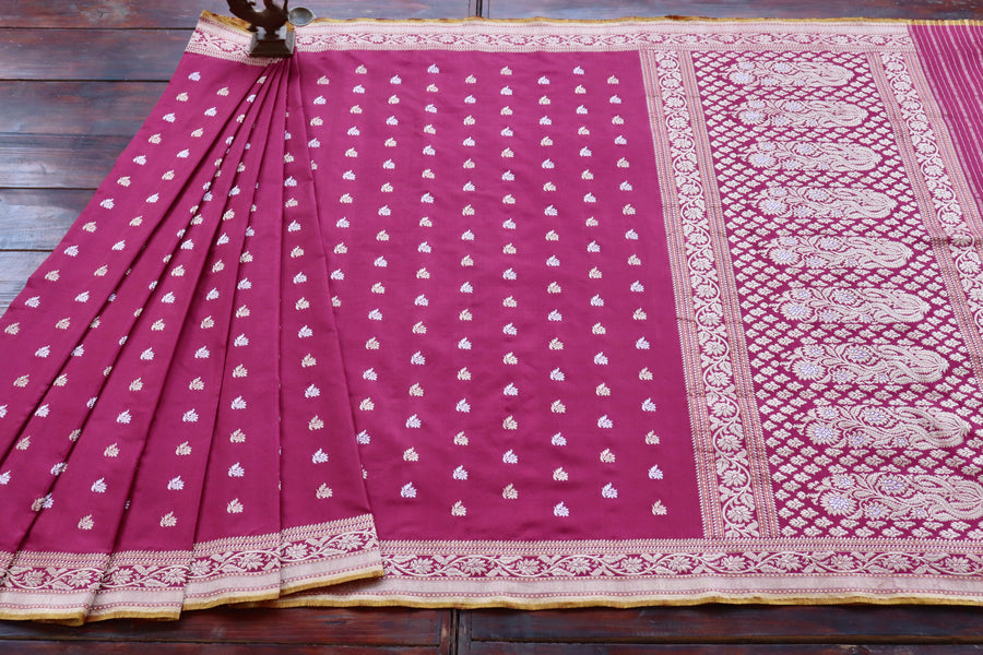 Burgundy Kadhua Motif Pure Silk Handloom Banarasi