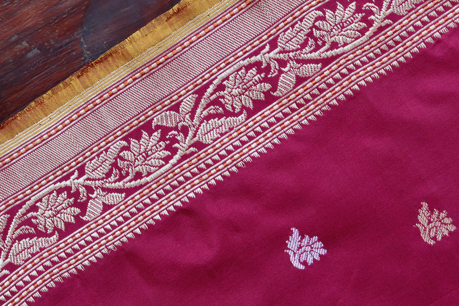Burgundy Kadhua Motif Pure Silk Handloom Banarasi
