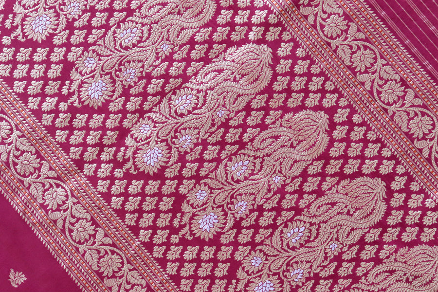 Burgundy Kadhua Motif Pure Silk Handloom Banarasi