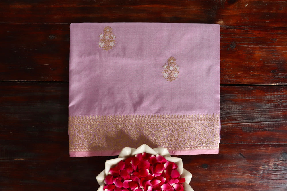 Lilac Alfi Pure Silk Handloom Banarasi Saree