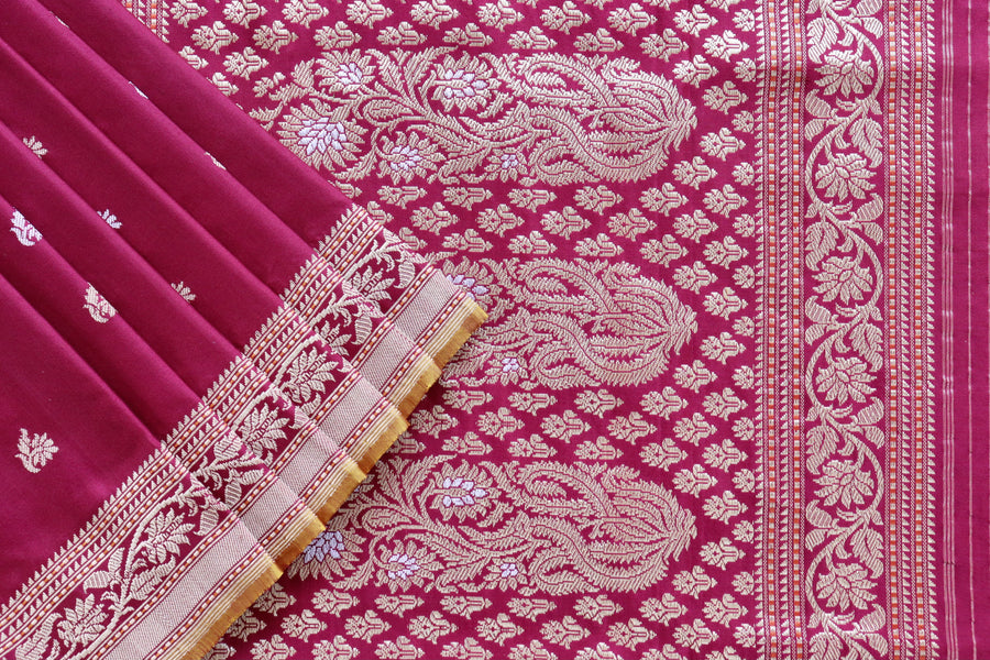 Burgundy Kadhua Motif Pure Silk Handloom Banarasi