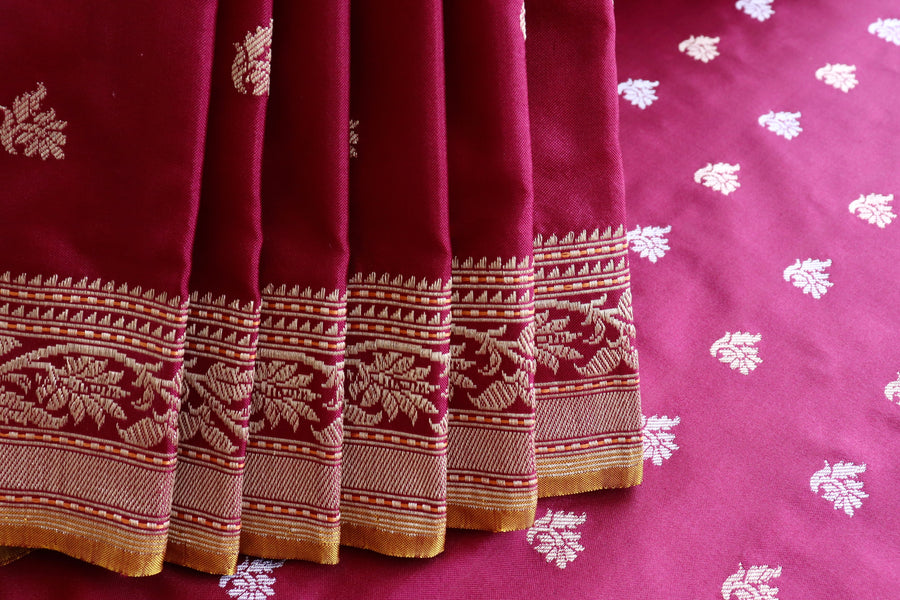 Burgundy Kadhua Motif Pure Silk Handloom Banarasi