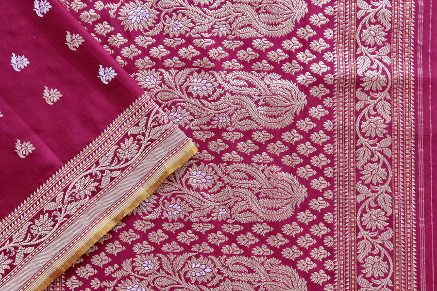 Burgundy Kadhua Motif Pure Silk Handloom Banarasi