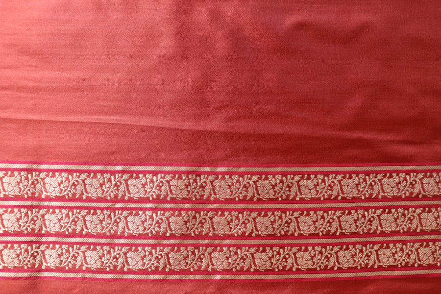 Rust Cypress Buti Motif Pure Silk Handloom Banarasi Saree
