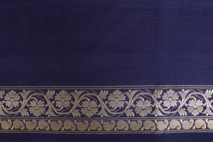 Navy Meenakari Buti Cotton Kadhua Motif Banarasi Handloom Saree