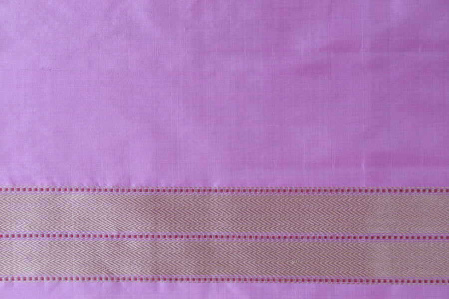 Pink Check Pure Silk Handloom Banarasi Saree