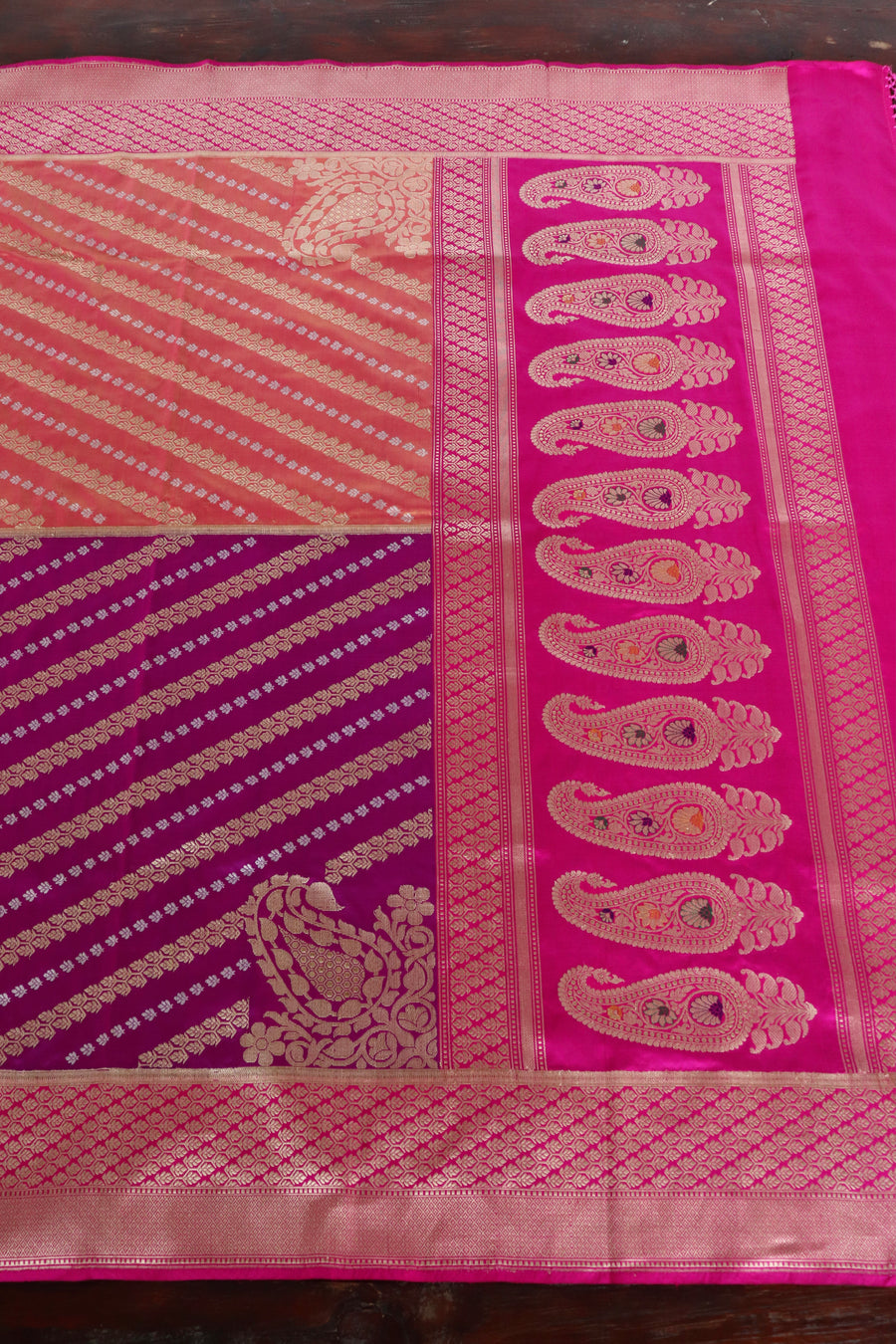 Multicolor Banarsi Rangkaat Pure Silk Handloom Saree