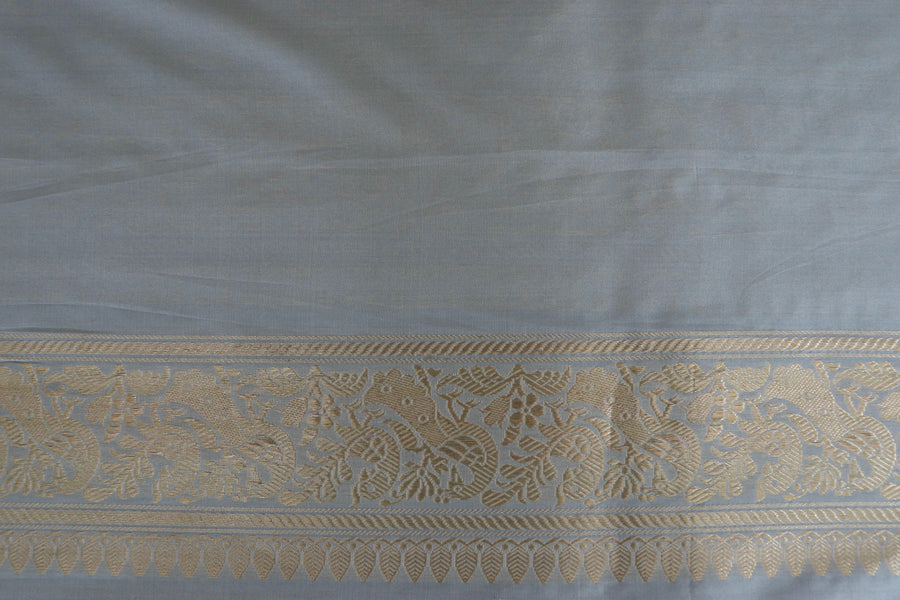 Grey Kadhua Pure Silk Handloom Banarsi Saree
