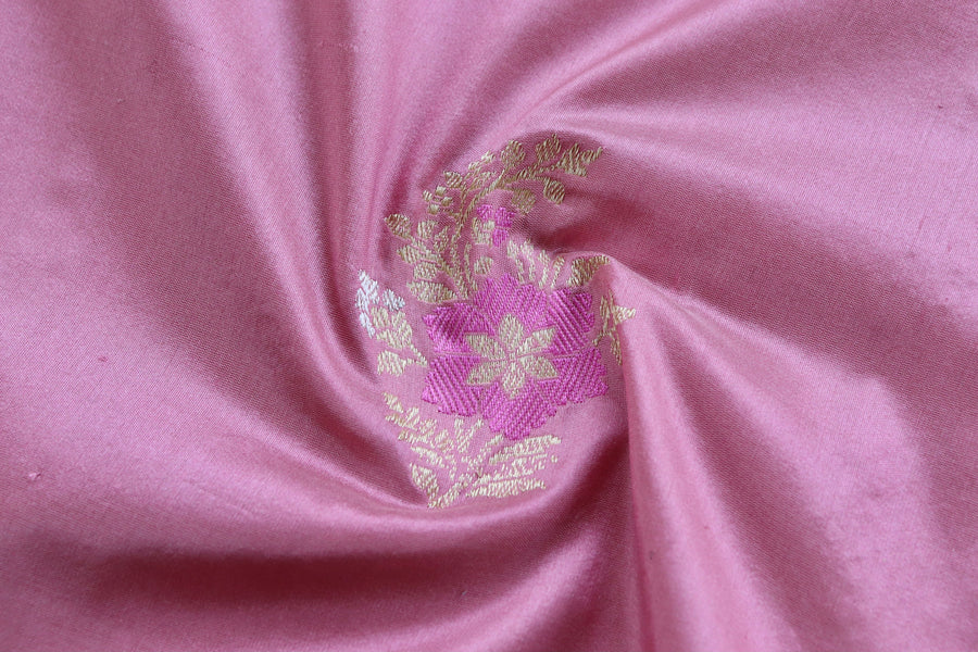 Taffy Pink Guldasta Motif Pure Silk Saree | Stuti Weaves