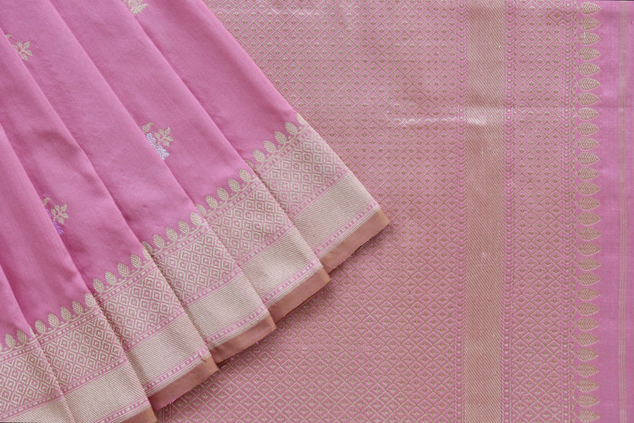 Taffy Pink Guldasta Motif Pure Silk Saree | Stuti Weaves