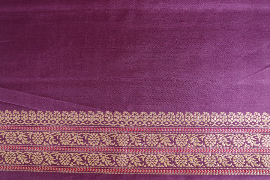 Bright Lavender Peacock Motif Pure Silk Handloom Banarasi Saree