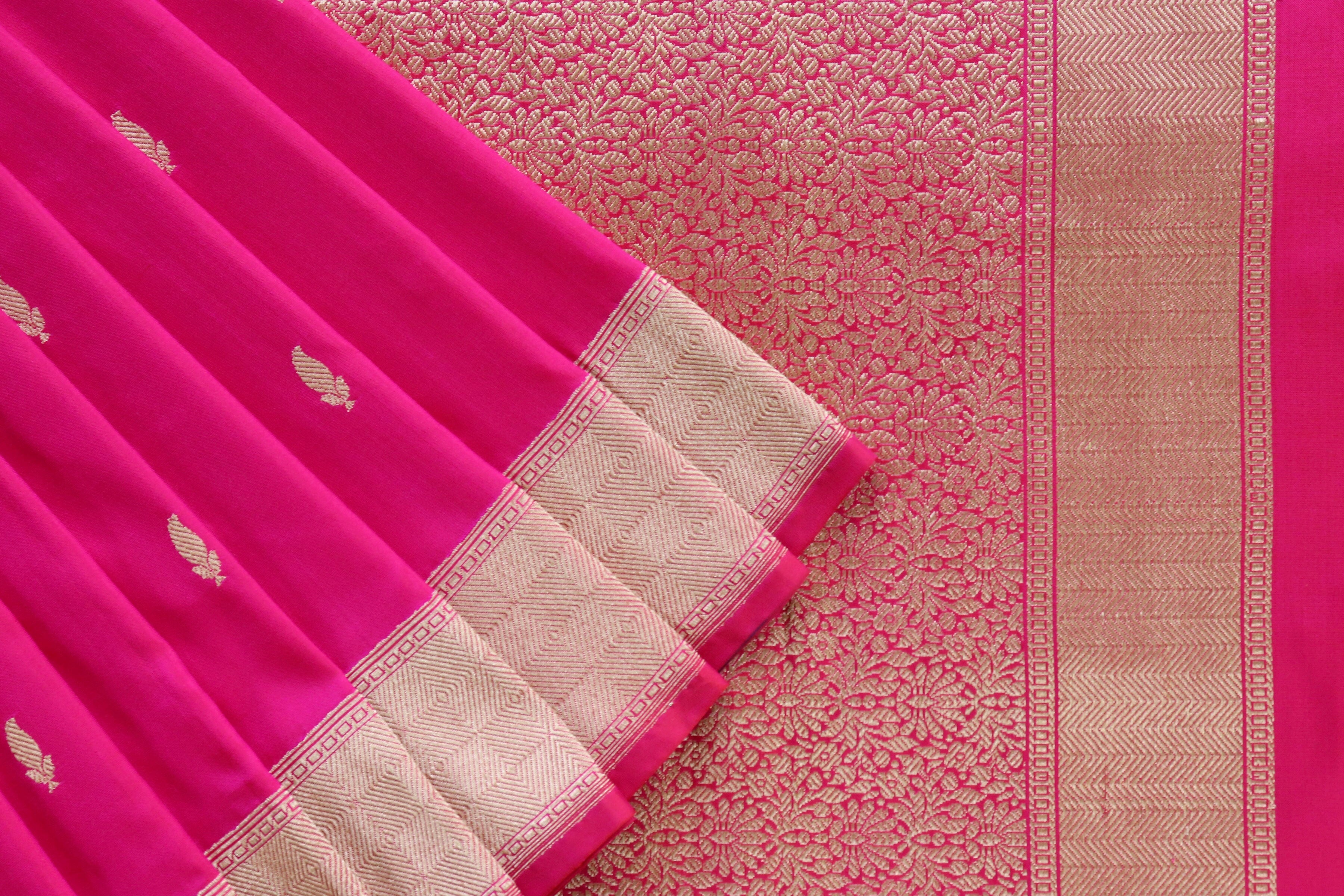 Fuchsia  Kairy Kuniya Pure Silk Handloom Banarasi Saree