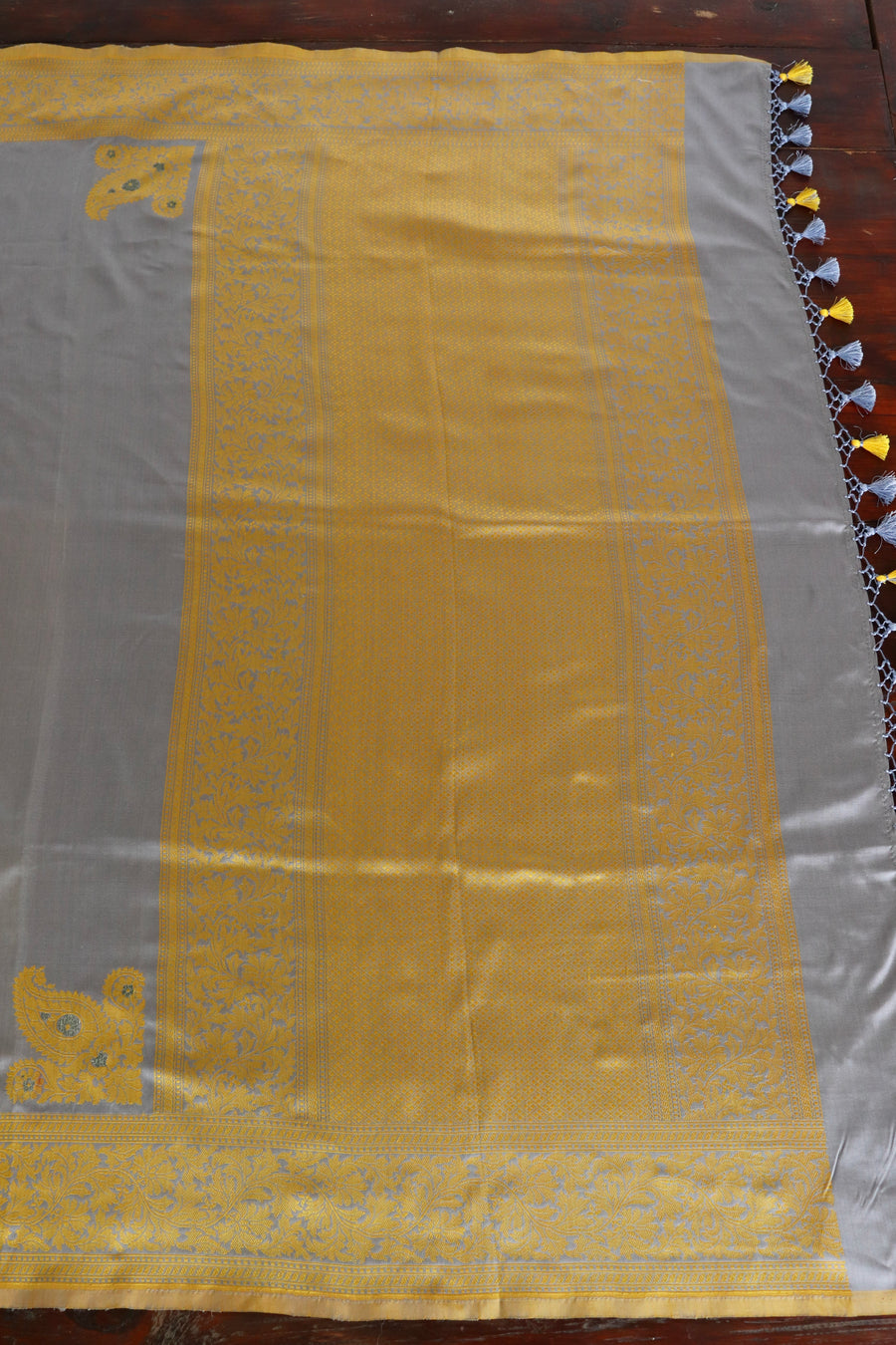 Light Blue Kuniya Pure Silk Handloom Banarsi Saree