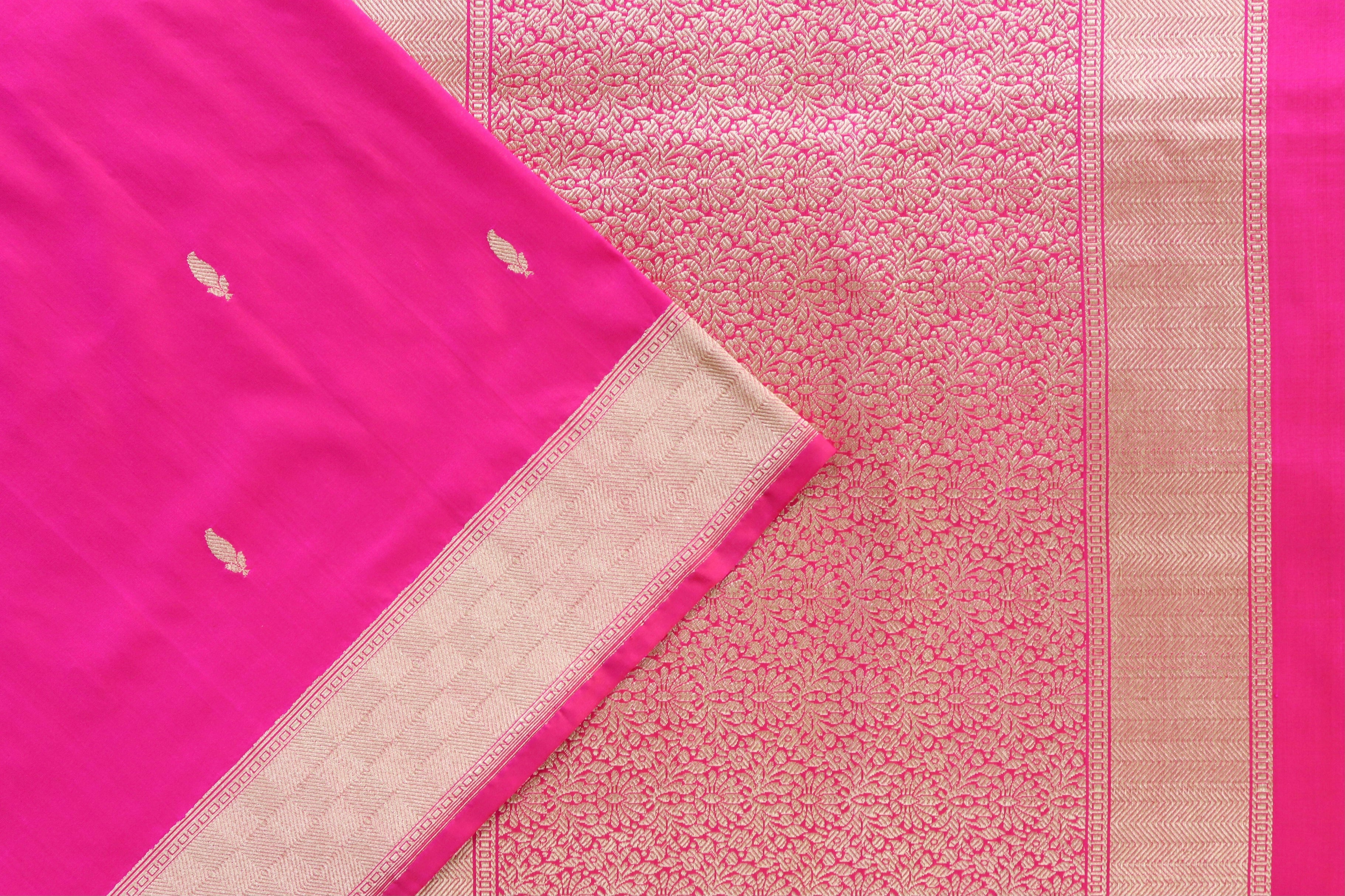 Fuchsia  Kairy Kuniya Pure Silk Handloom Banarasi Saree