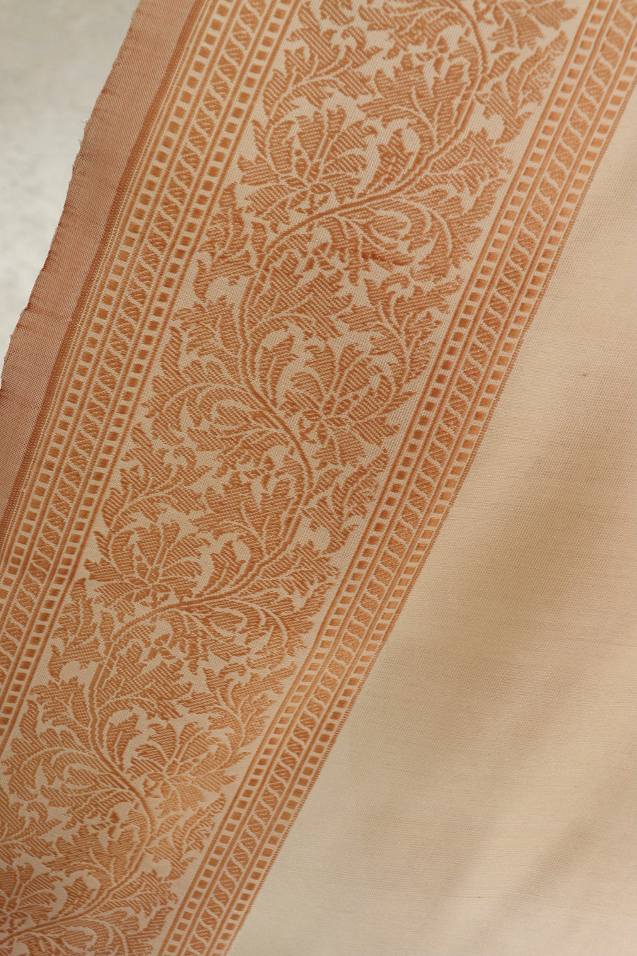 Off-White & Brown Kuniya Pure Silk Banarsi Handloom Saree