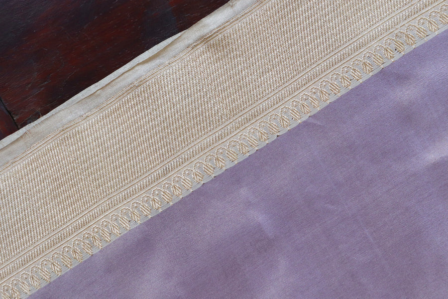 Lavender With Ivory Tissue With Meenadar Silk Kadiyal Banarasi Saree