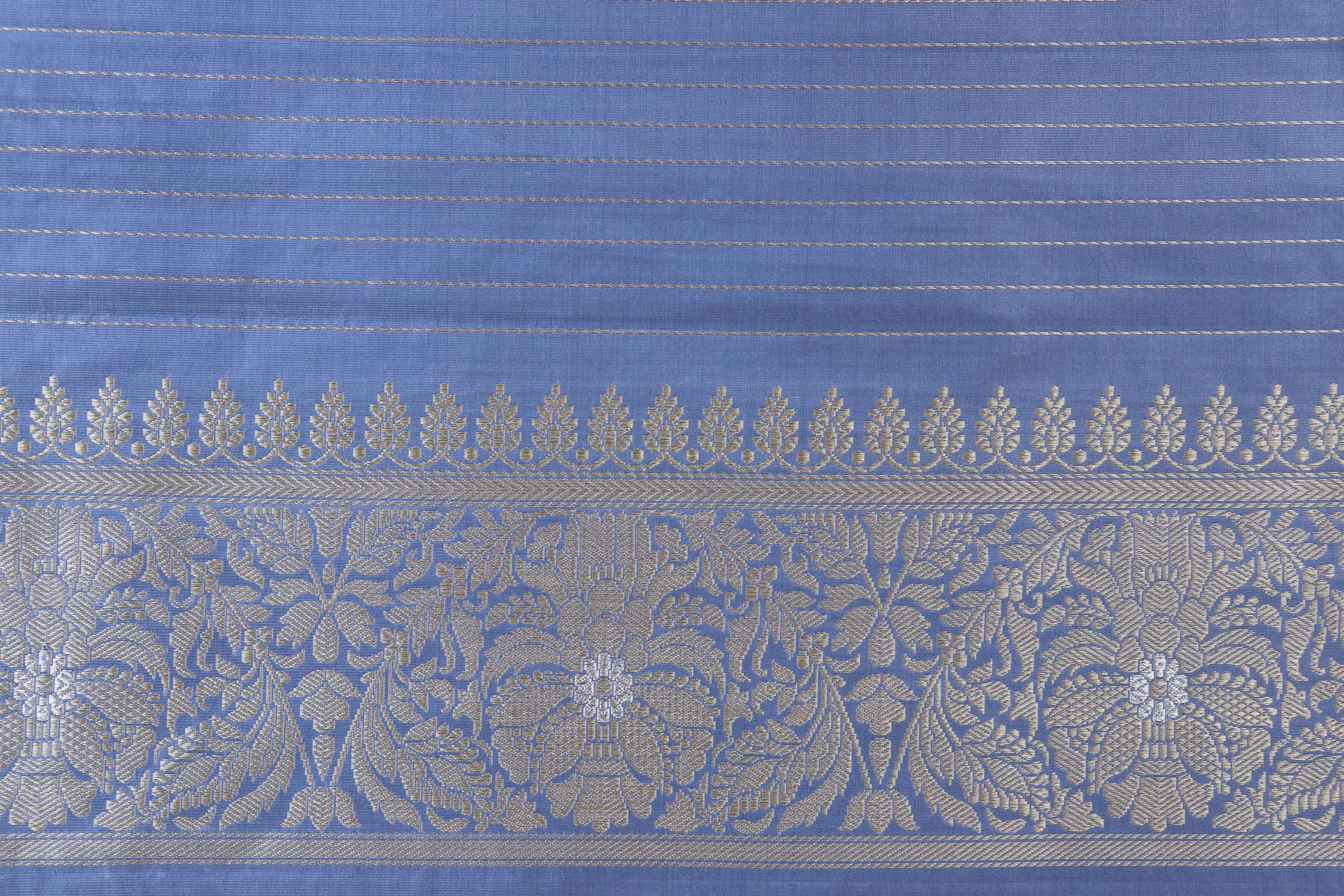 Pale Blue Jangla Pure Silk Handloom Banarasi Saree