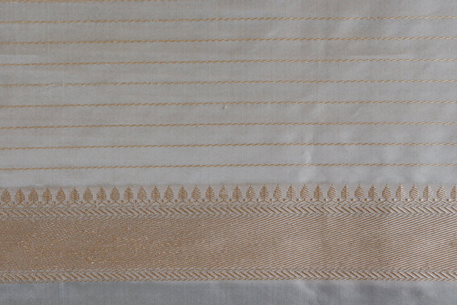 Lavender With Ivory Tissue With Meenadar Silk Kadiyal Banarasi Saree