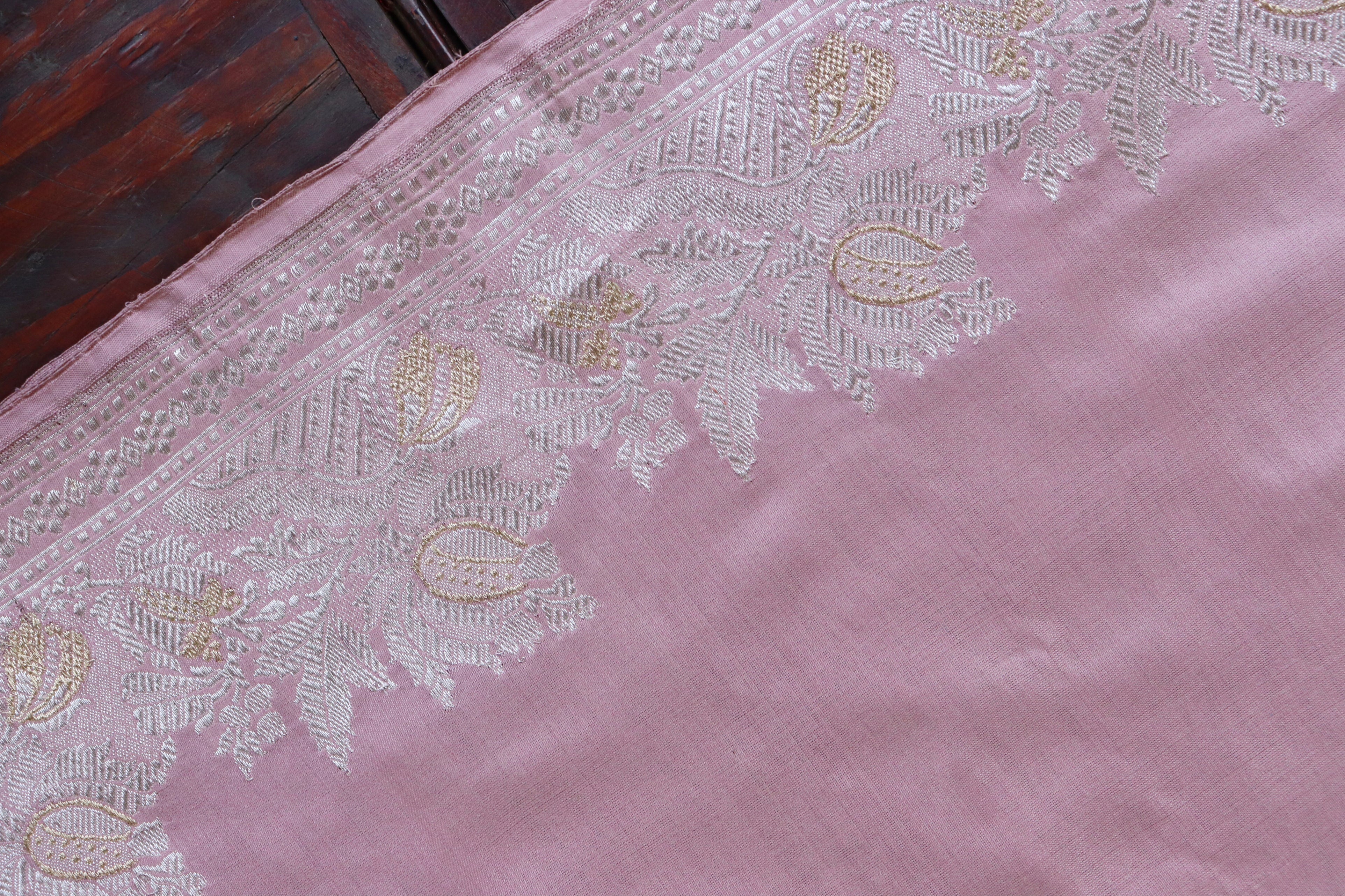 Salmon Pink Sona Rupa Pure Silk Handloom Banarasi Saree