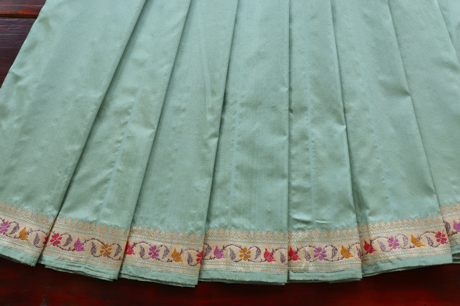 Sea Green Meenadar Kadhua Banarasi Handwoven Silk Saree