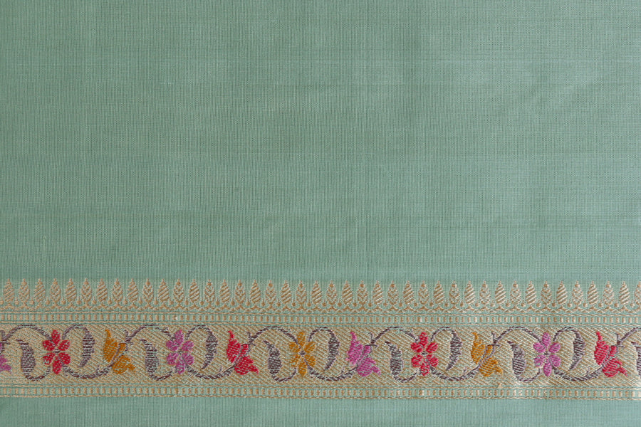 Sea Green Meenadar Kadhua Banarasi Handwoven Silk Saree