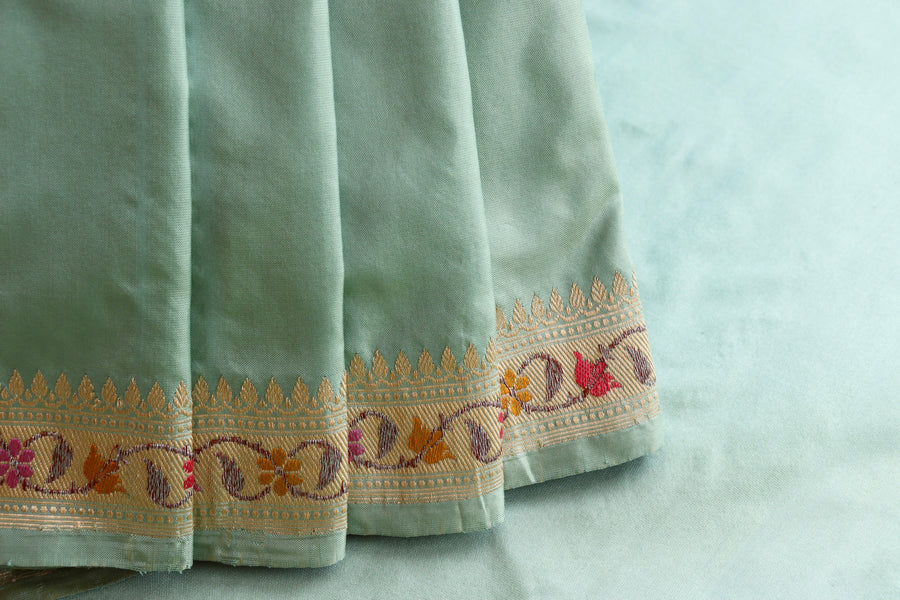 Sea Green Meenadar Kadhua Banarasi Handwoven Silk Saree