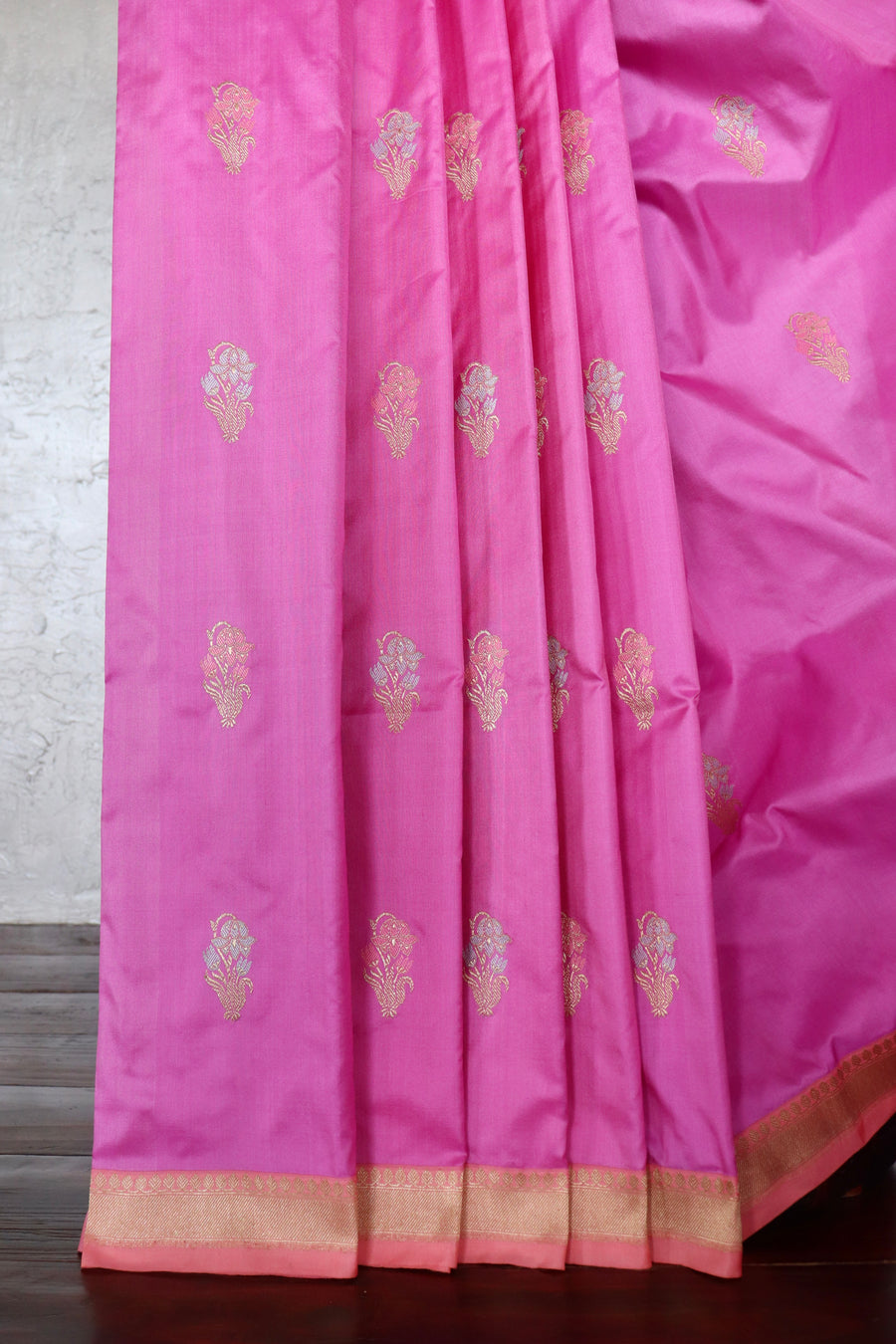 Pink Meenadar Nargis Motif Pure Silk Banarsi Handloom Saree
