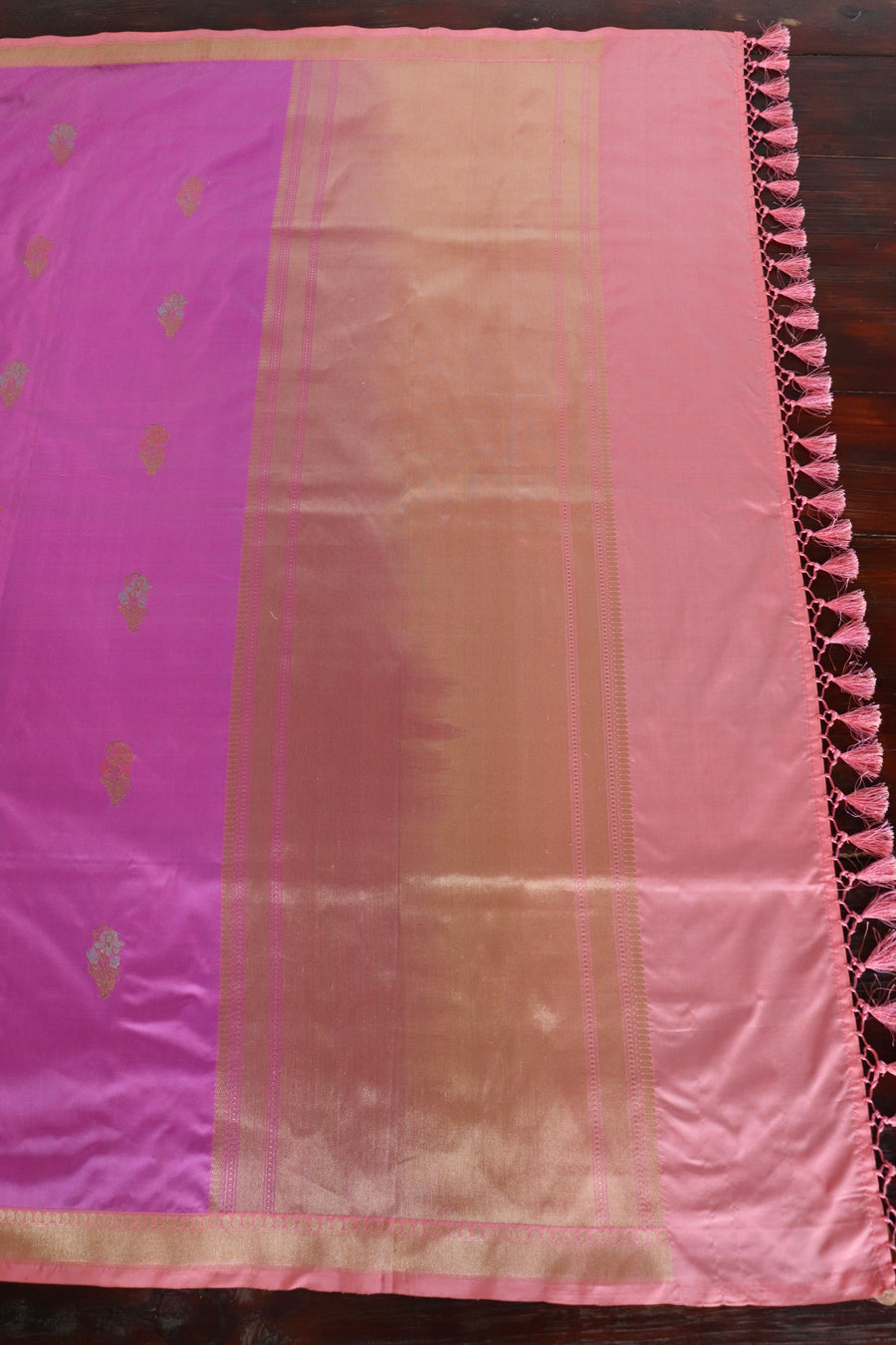Pink Meenadar Nargis Motif Pure Silk Banarsi Handloom Saree