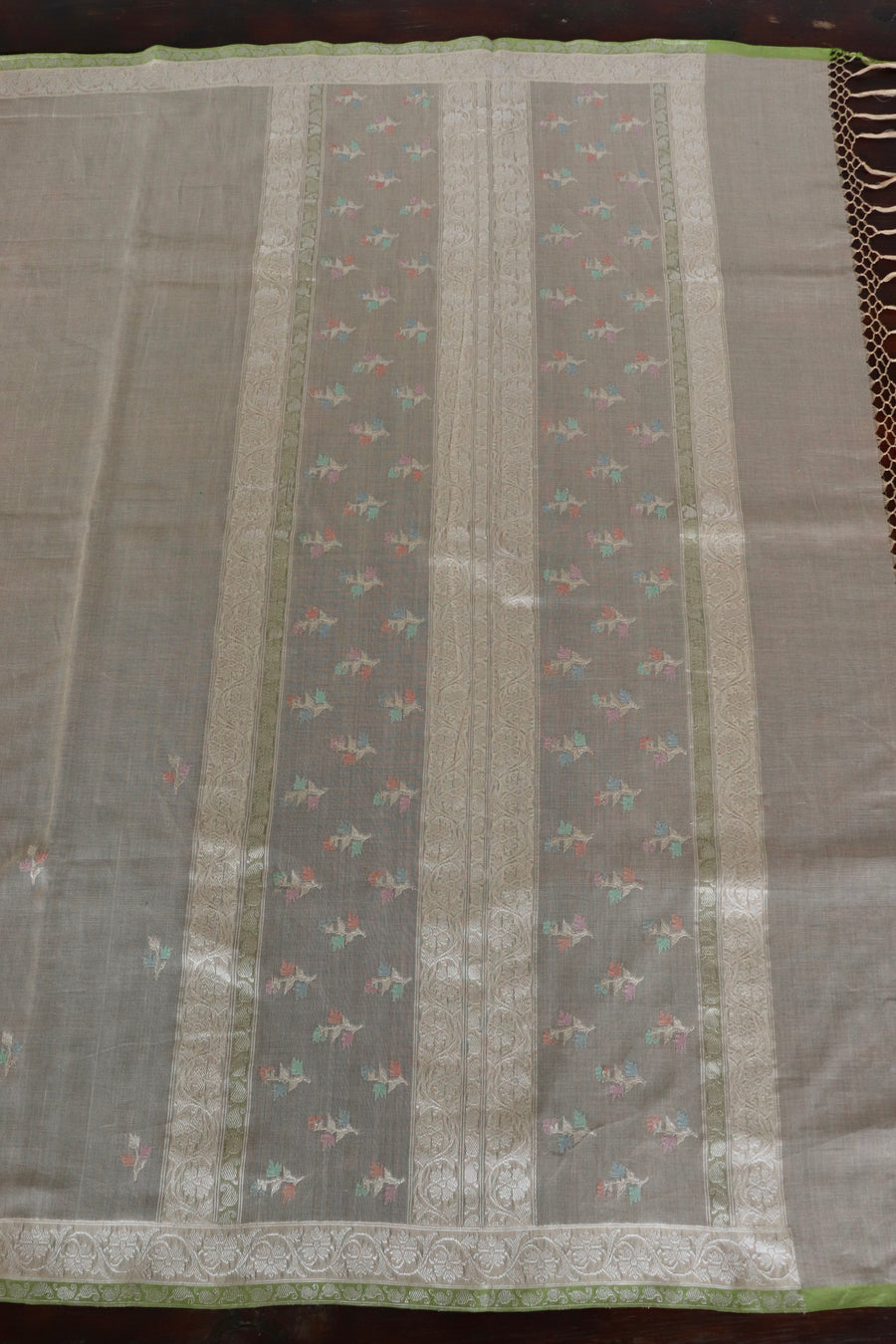 Cream Cotton Kadhua Motif Banarasi Handloom Saree