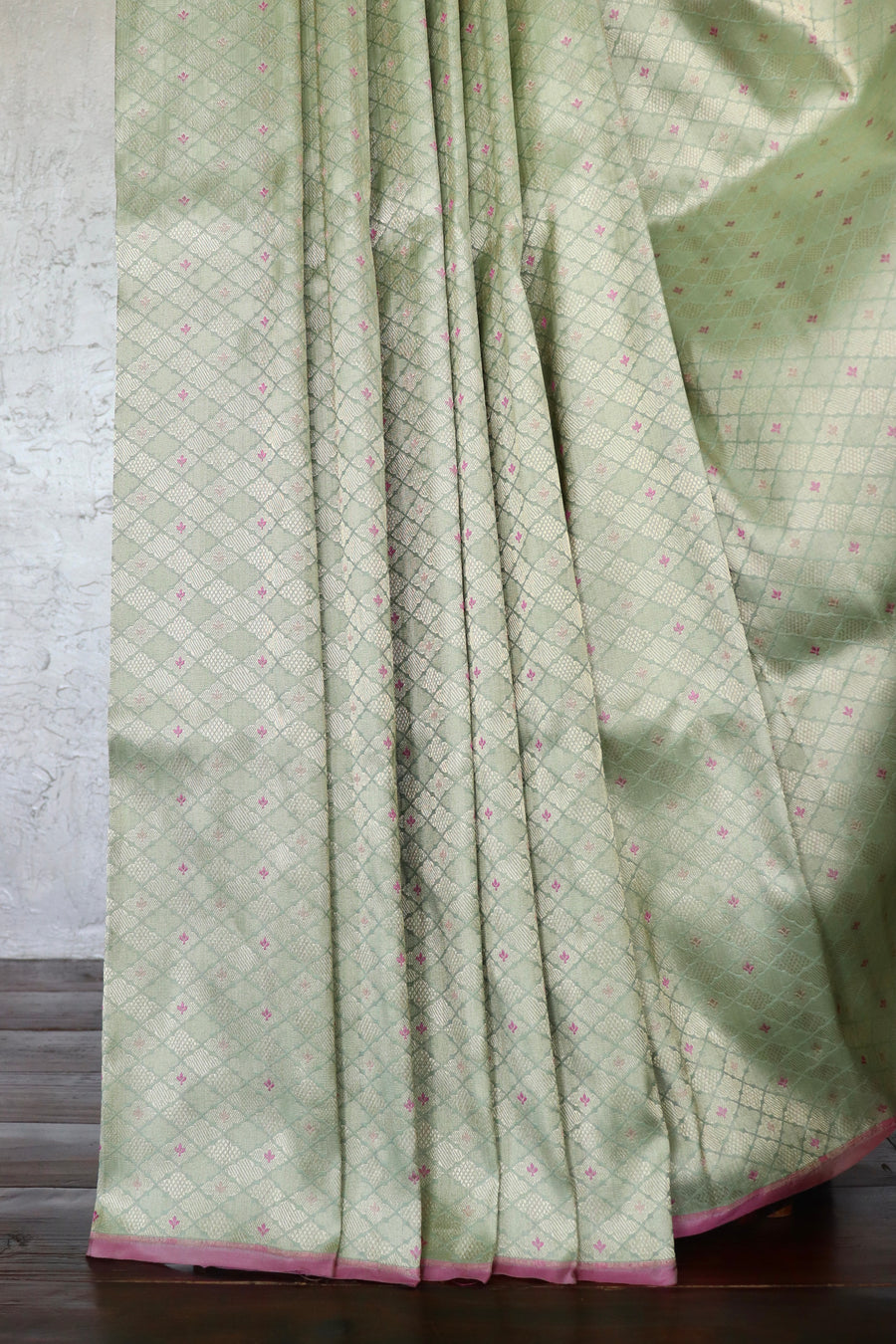 Aquamarine Meenadar Tanchoi Pure Silk Handloom Banarasi Saree