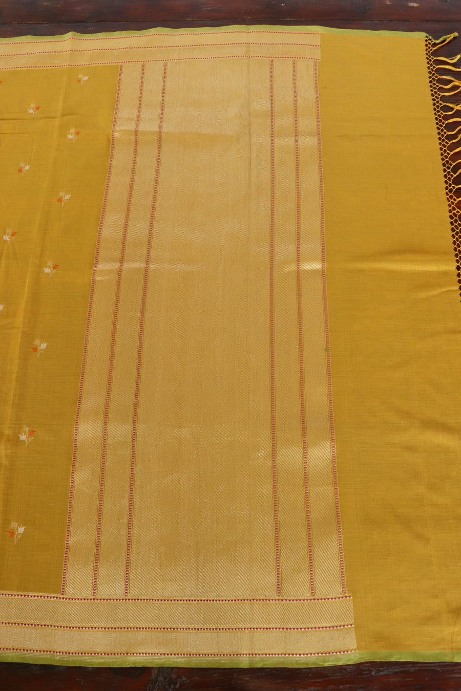 Yellow Cotton Kadhua Motif Banarasi Handloom Saree