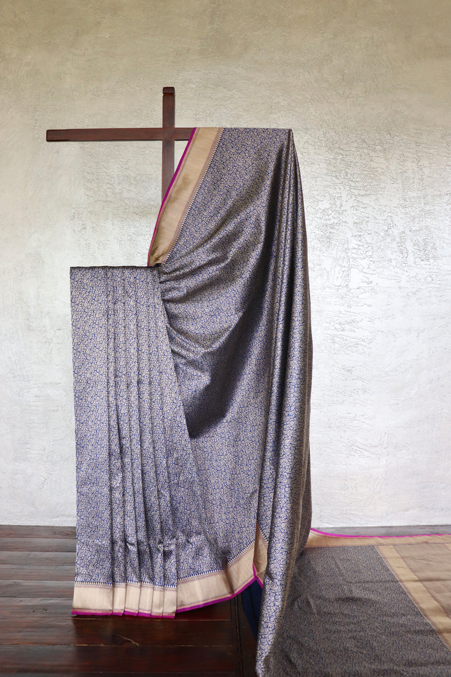 Blue Brocade Jaal Pure Silk Handloom Banarasi Saree