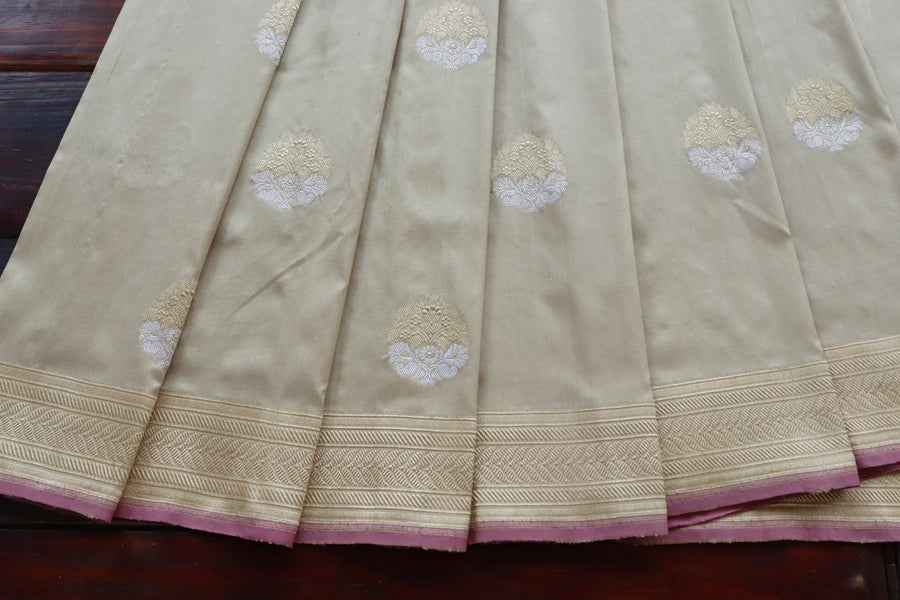 Beige Sona Rupa Pure Silk Banarasi Saree | Stuti Weaves