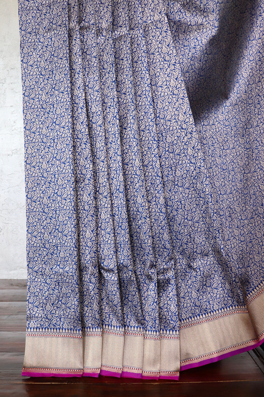 Blue Brocade Jaal Pure Silk Handloom Banarasi Saree