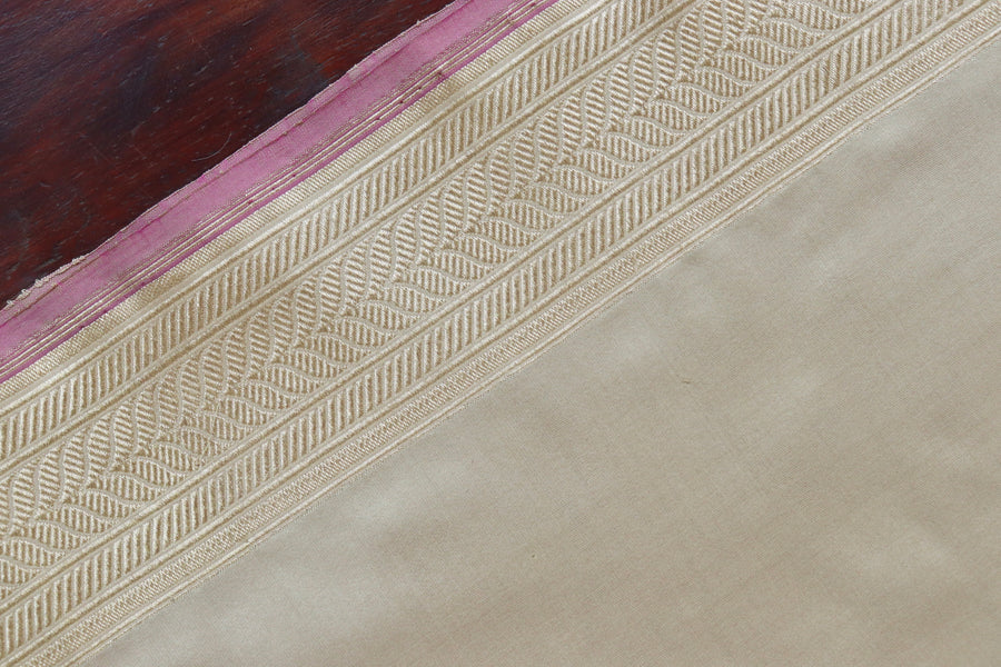 Beige Sona Rupa Pure Silk Banarasi Saree | Stuti Weaves