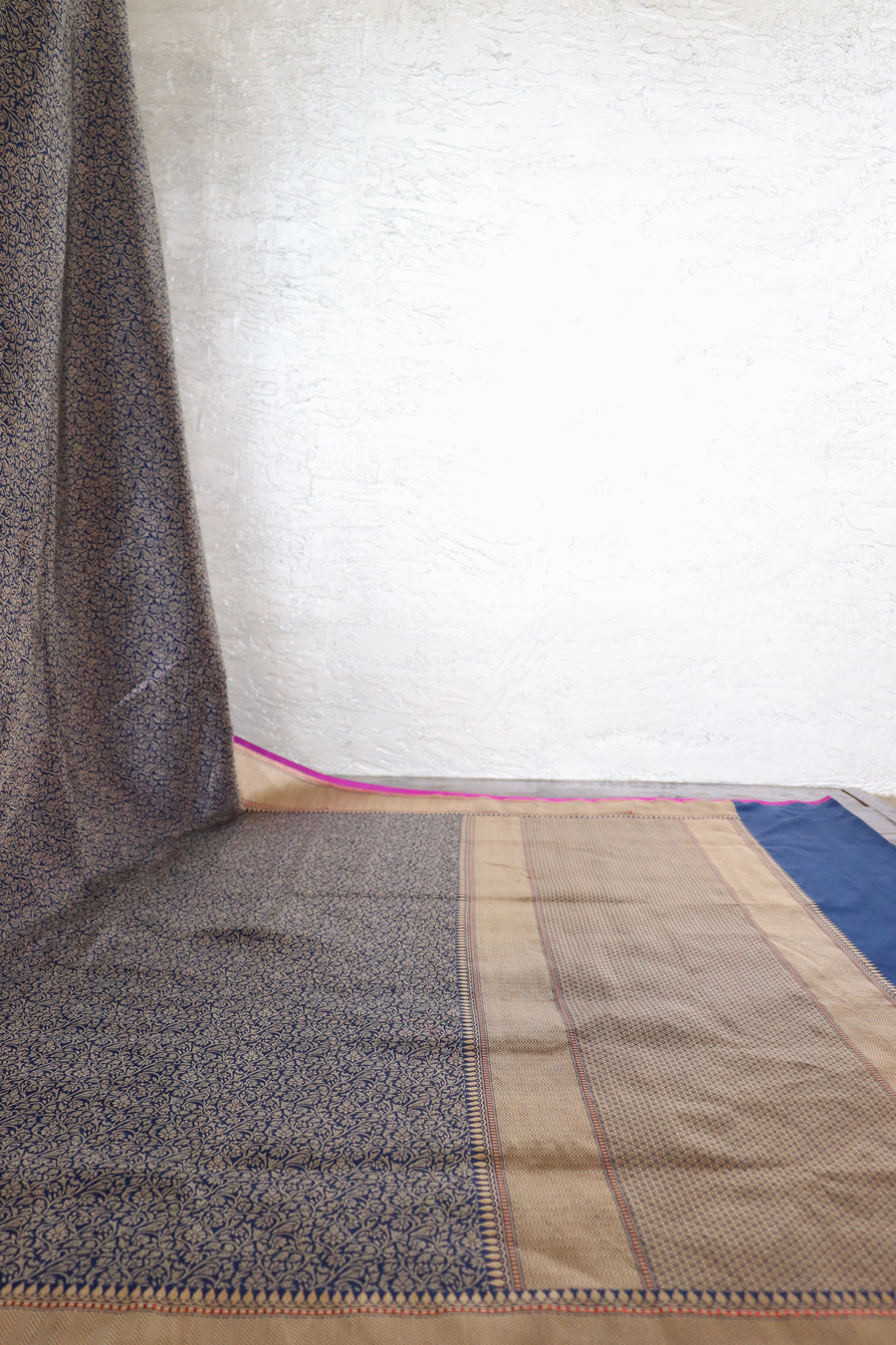 Blue Brocade Jaal Pure Silk Handloom Banarasi Saree